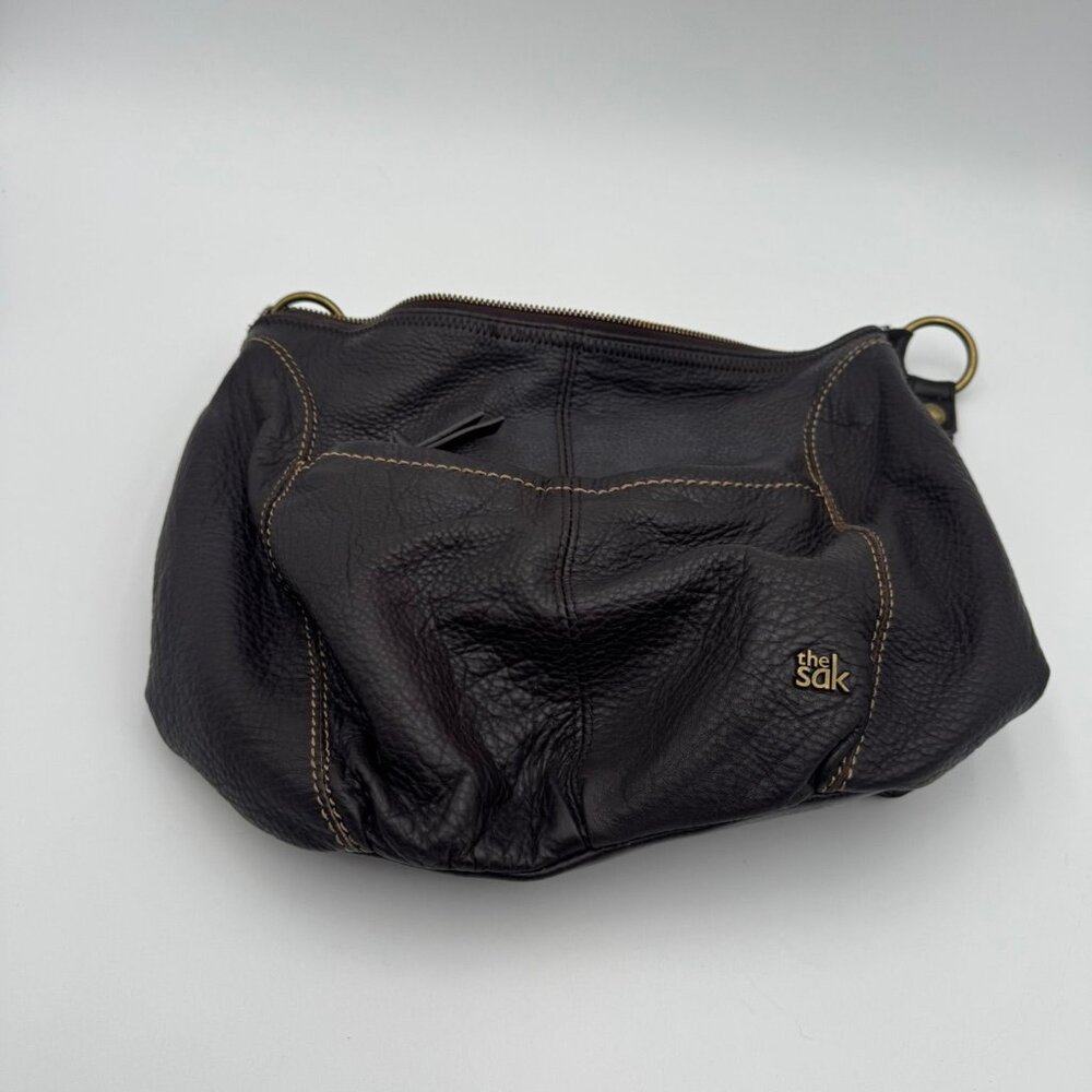 The Sak Hobo Bag Womens Brown Pebbled Leather Shoulder Purse Zip